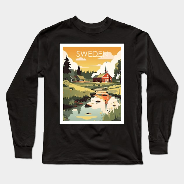 SWEDEN Long Sleeve T-Shirt by MarkedArtPrints